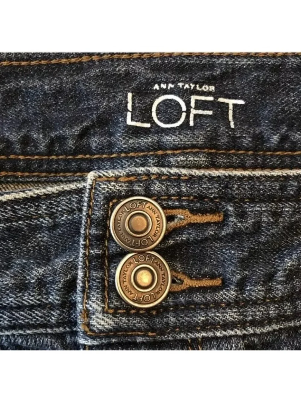 Loft Ann Taylor Mini Skirt Denim Jean Size 4 Frayed Fringe Cutoff Distressed Rag - Picture 3 of 8